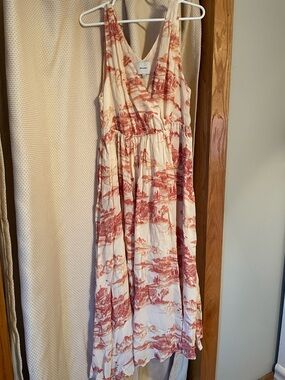 Reformation Cream Dress with Beachy Pink Print